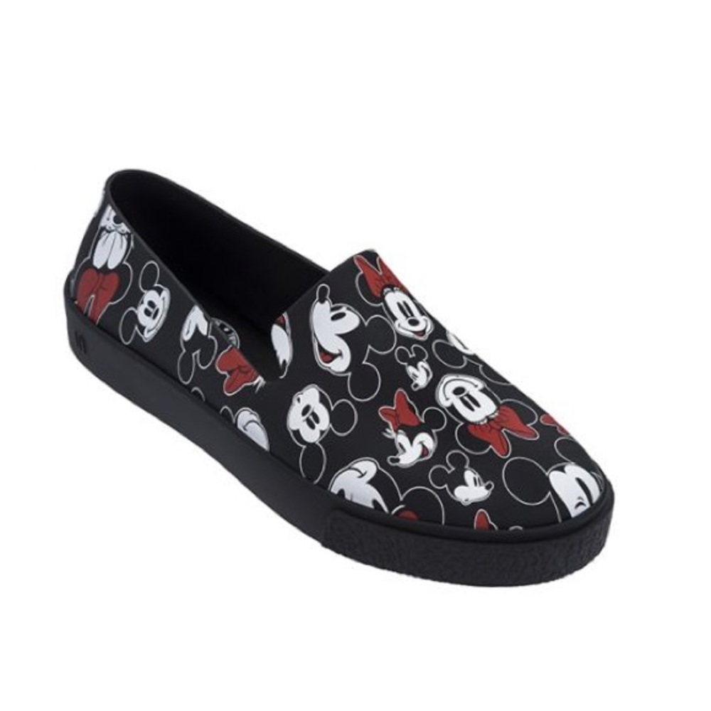 Melissa Women's Black and Red Slip-On Shoes Disney edition